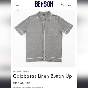 《 Benson 》NWOT Retro Linen Short Sleeve